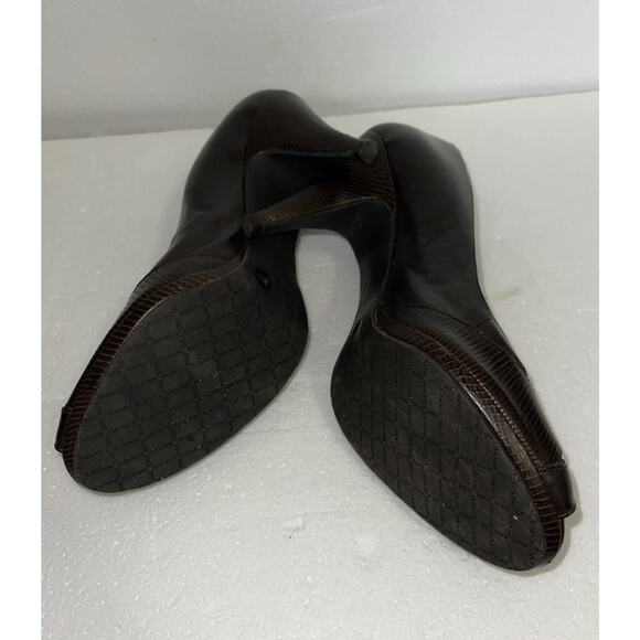 Gianni Bini Brown Leather Round Toe Pumps Size 8.5 shoes heel - Picture 8 of 8